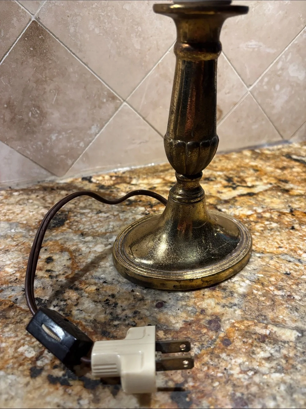 Vintage Heyco Brass Table Lamp with Black Shade -